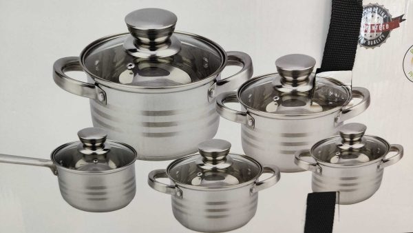 CACEROLAS ELITE, BATERÍA DE COCINA 5 CACEROLAS CON TAPAS DE ACERO INOXIDABLE | COMPATIBLE CON GAS, VITRO E INDUCCIÓN | LIBRE DE PFOA