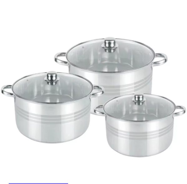 CACEROLAS ELITE, BATERIA DE COCINA 3 CACEROLAS BAJAS CON TAPAS DE ACERO INOXIDABLE 26/28/30 CM. 6/8/9 LITROS | COMPATIBLE CON GAS, VITRO E INDUCCIÓN | LIBRE DE PFOA.