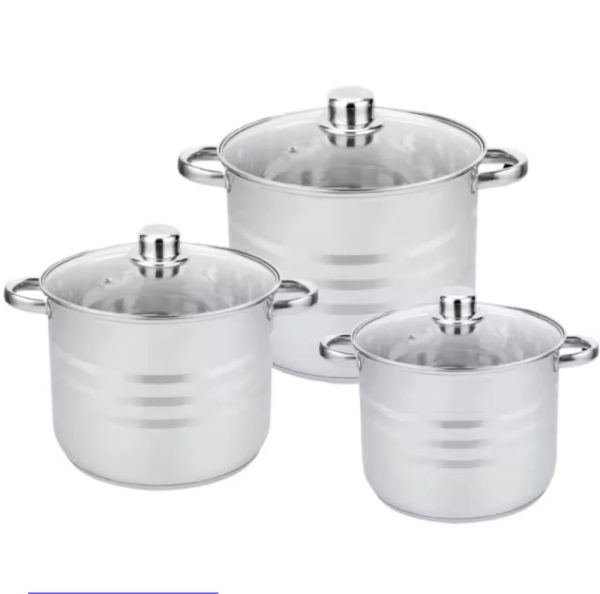 CACEROLAS ELITE, BATERÍA DE COCINA, 3 CACEROLAS ALTAS DE ACERO INOXIDABLE 24/26/28 CM. 9/11/14 LITROS | COMPATIBLE CON GAS, VITRO E INDUCCIÓN | SIN PFOA.